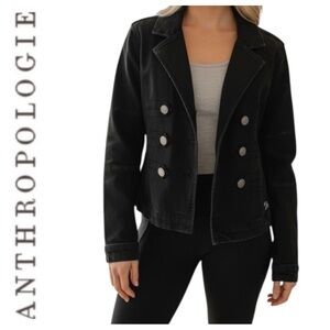 Pilcro Anthropologie Black Sergeant Denim Utility Jean Jacket Size Small NWT